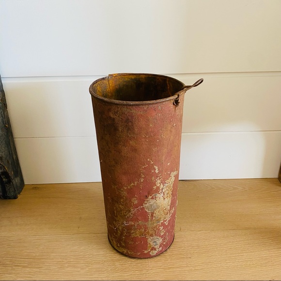 ♥️ Antique ♥️ Old Primitive Metal Salmon Pink Floral Stand Flower Holder - Picture 3 of 8